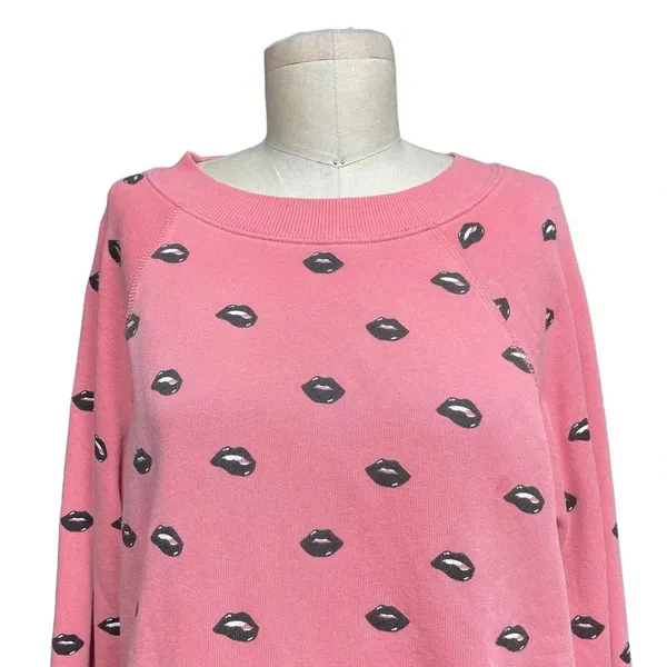 Wildfox Lip‎ Service Sweatshirt Pigment Red Pink Black Size XS - Image 2