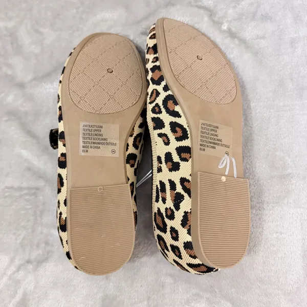 Jellypop Juni Mary Jane Flats Leopard Knitted Memory Foam Woman's 8.5 Tan Brown - Image 6