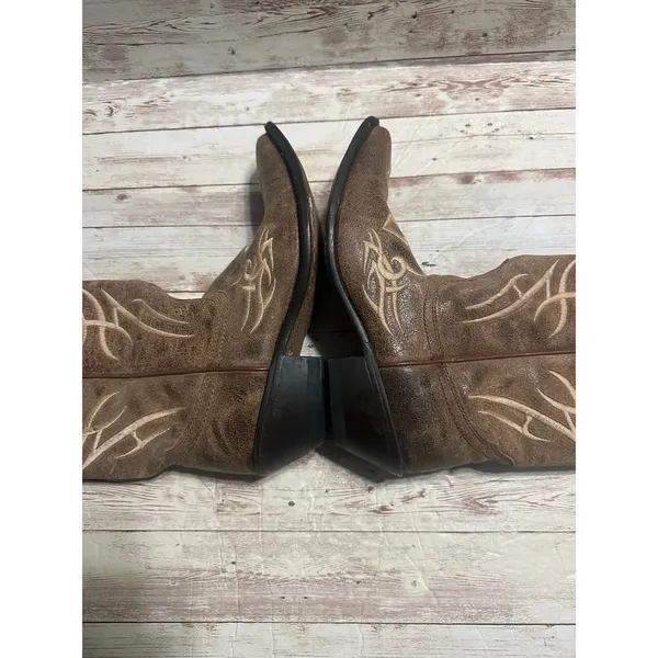 Justin Boots Western Cowgirl Women's Size 6.5 D Brown Cross Faith Brown Leather - Image 8