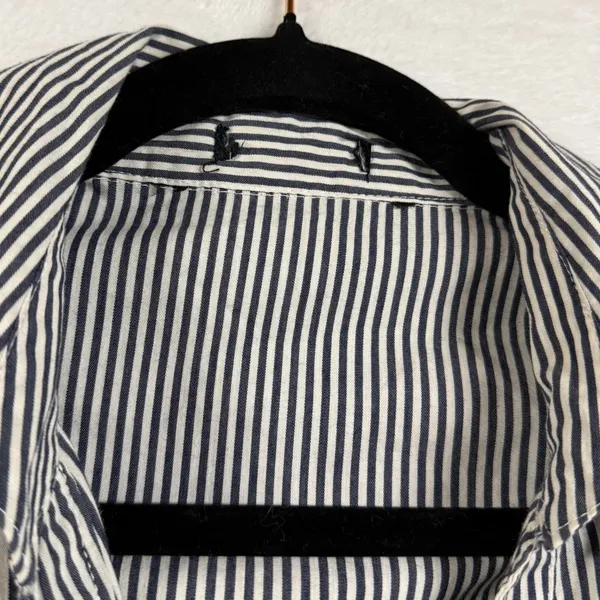 Poplin M Striped‎ Bow Waist Puff Sleeve Buttoned Blouse Frenchgirl Coquette - Image 7
