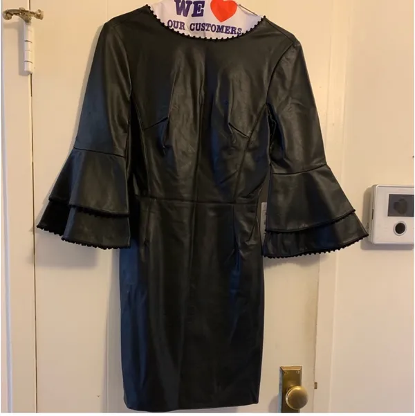 Zara Faux Leather Bell Sleeve Dress – NWT – Size Small - Image 3