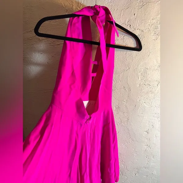 Amanda Uprichard Fuchsia Halter 100% Silk Dress colorful mini halter designer S - Image 11