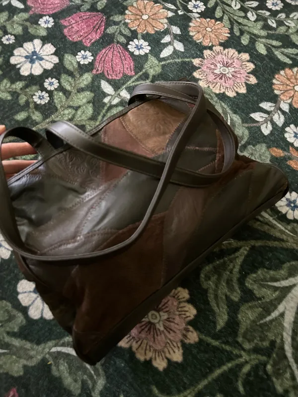 Leather patchwork purse Brown - Image 5