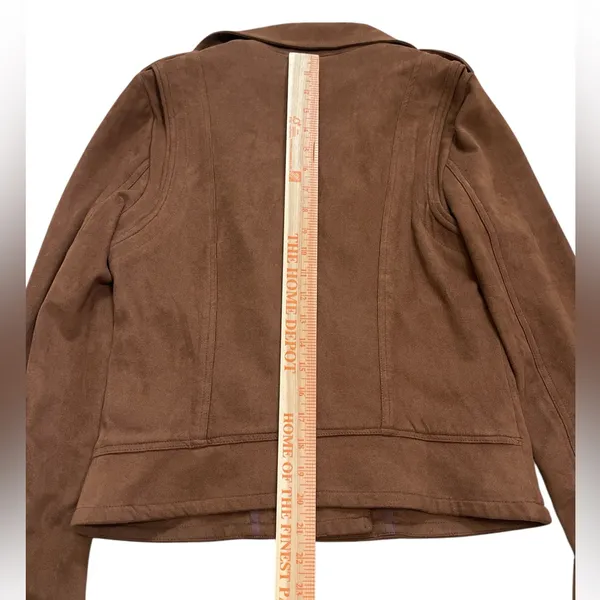 Skies Are Blue Brown Soft faux suede moto jacket - Image 5