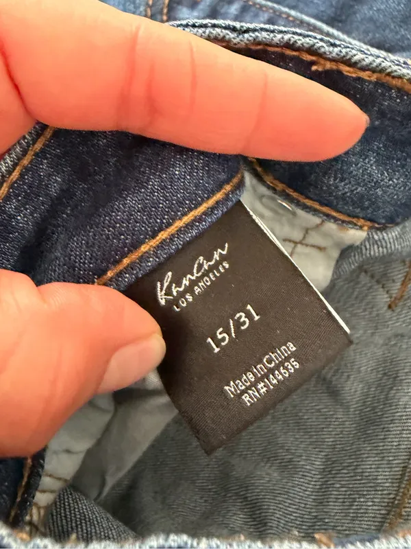 Kancan Jeans Size 15/31 Dark Wash Distressed Straight Leg High Rise Denim - Image 3
