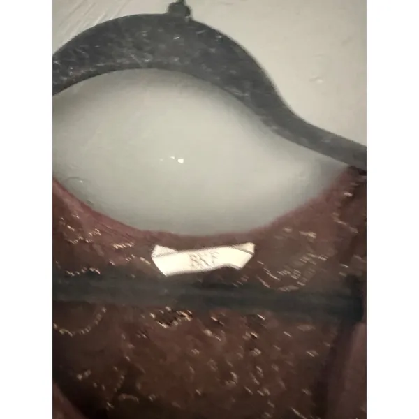 BKE Y2k Brown Gold Metallic‎ Floral Lace Racerback Tank Top Sheer Sleeveless - Image 6