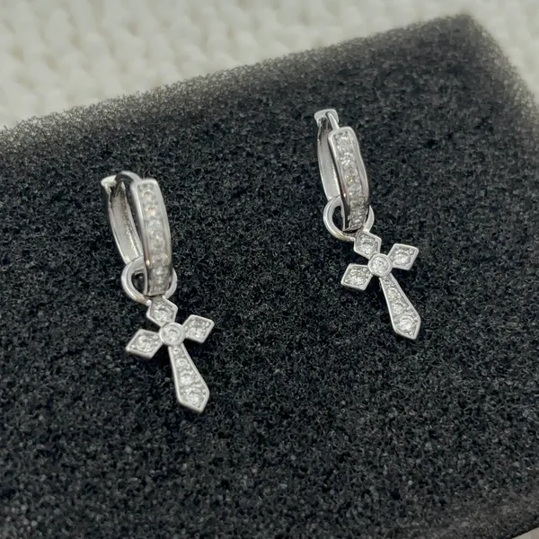 CZ Cross Dangle Drop Earrings for Men Women,Streetwear Punk Hip Hop Unisex Style - Image 4