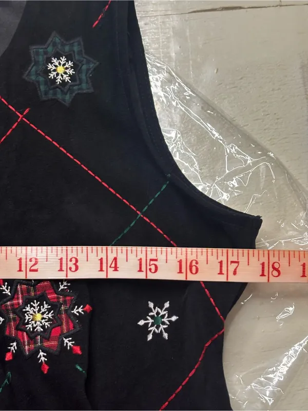 Vtg Bobbie Brooks Small Jumper Dress Scottish Plaid Embroidered Modest Christmas - Image 3