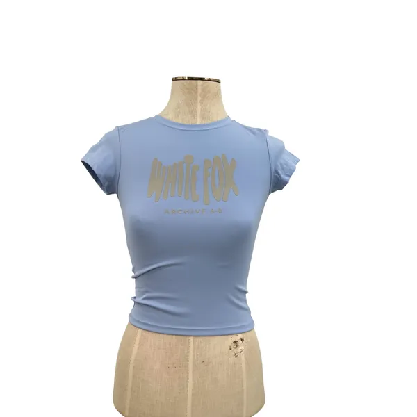 White Fox Boutique Archive 6.0‎ Baby Tee Sky Blue Shirt Short Sleeve Size XXS - Image 3