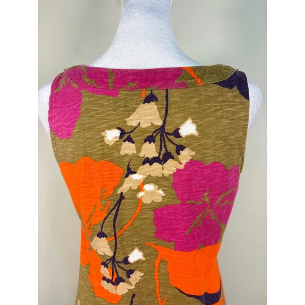 Boden Floral Shift Dress‎ 6L Green Orange V-Neck Crochet Trim Cotton Excellent - Image 11