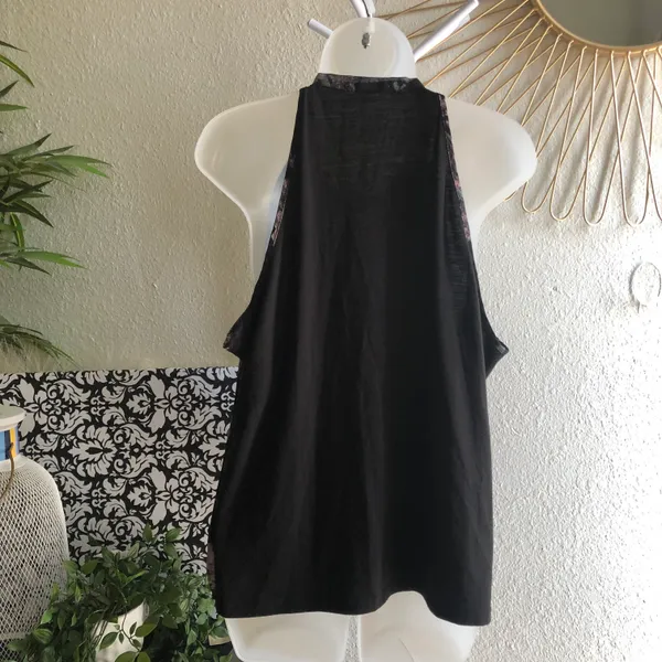 Maurices sleeveless tank cami top blouse floral print with neck tie and frill ends - Image 2