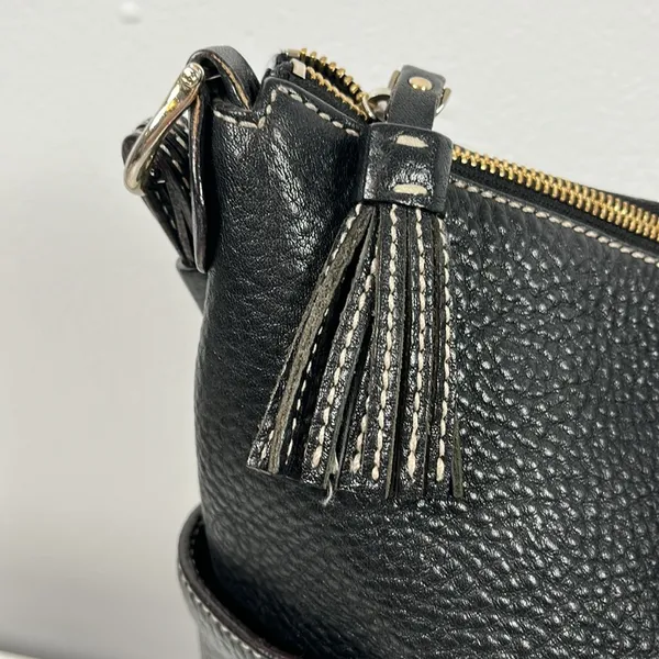 Kate Spade Black Pebbled Leather HandBag 2 Outside pockets, cloth interior - Image 4