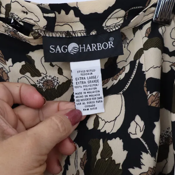 Sag Harbor Skirt Womens XL Black Floral Midi Elastic Waist NEW - Image 2