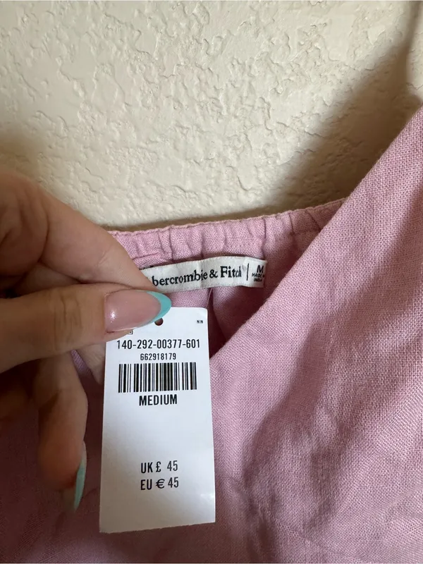 Abercrombie & Fitch Linen Cami Tank Top Sz M NEW Pink Scarlett - Image 4
