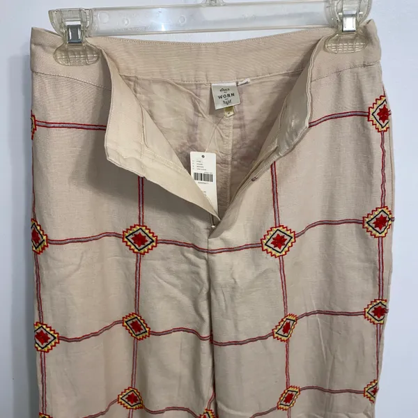 NWT $138 Ivory Lattice Embroidered Joggers XS - Image 7