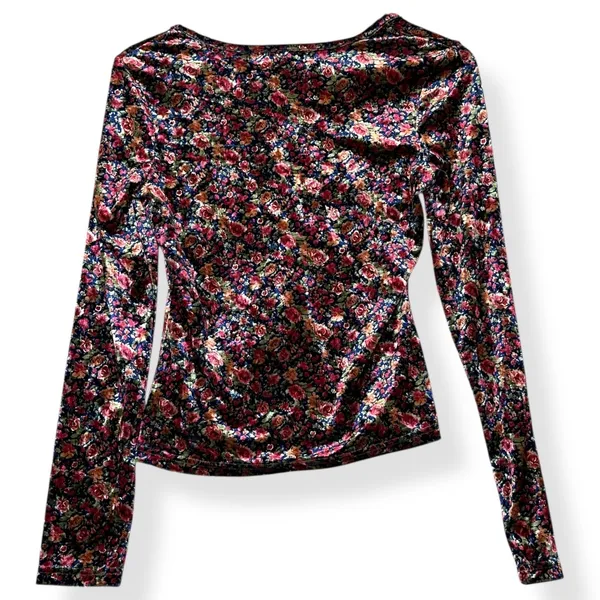 Natural Life Womens Danielle Velvet Floral Crop Top M Cottagecore Fairy Y2K NEW - Image 3
