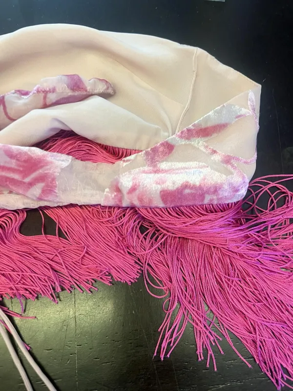 For Love & Lemons Tank Top Womens Small Pink Floral Fringe Halter Cropped Party - Image 13