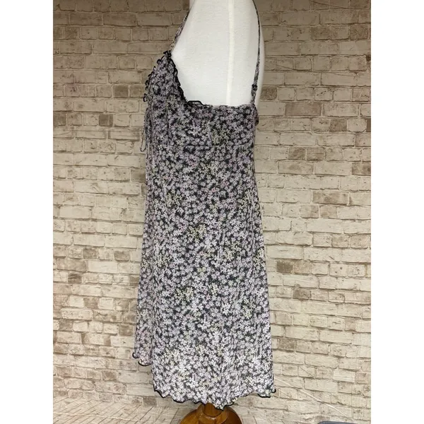 American Eagle Dress L Floral Slip Dress Pink Black‎ Spaghetti Strap Mini - Image 6