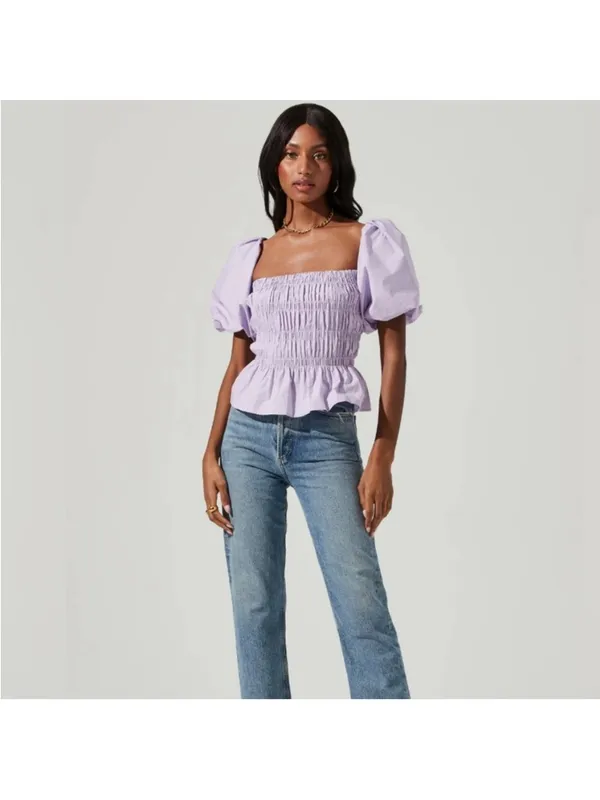 ASTR The Label SAVINA BUBBLE SLEEVE TOP SOLD OUT ONLINE size XS - Image 3