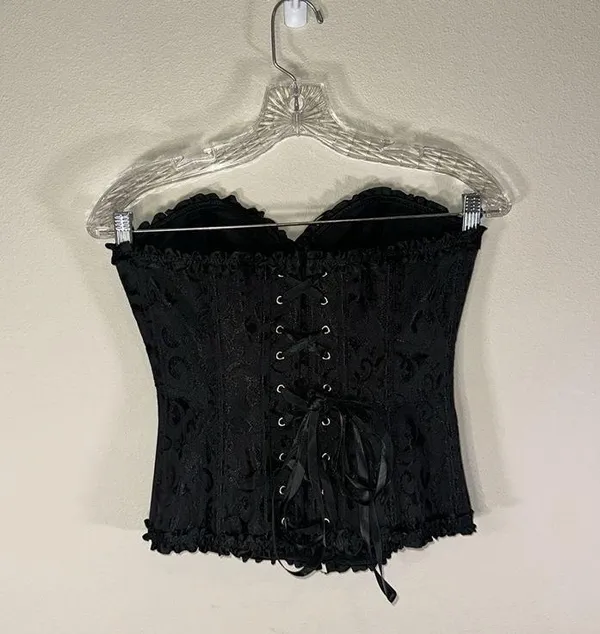Black Lace Corset Bustier Top Size M - Image 2