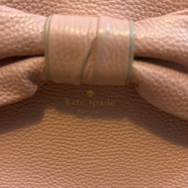 Kate Spade Light Pink Leather Bow Zipper Closure Handle Pockets Hand Bag Purse - Image 11