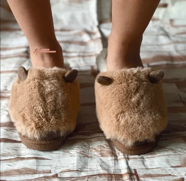 Refresh Mocha Fleece Lined Teddy Bear Slippers - Image 2