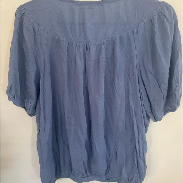 Adrienne Vittadini Lavender-Blue Lace Yoke Blouse - Image 3