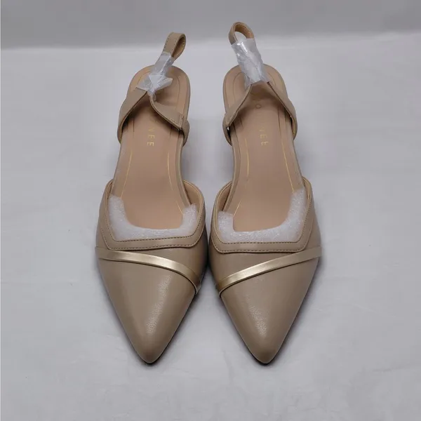 Journee Womens Heels 9.5 Taupe Slingback Kitten Heel Wedding Guest Party Pumps - Image 3
