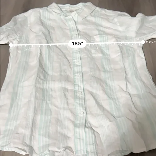Garnet Hill Linen Light Blue & White Striped Long Sleeve Button Down Top‎ 8 NEW - Image 8