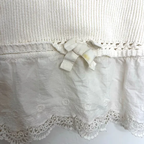 Zara Crochet Cropped Peplum Baby Doll Tank Top Cream White Size Medium - Image 4
