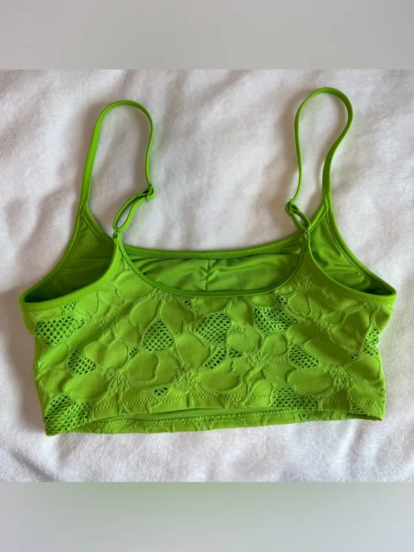 Aerie Scoop Neck Bikini Top Neon Green Size Medium - Image 5