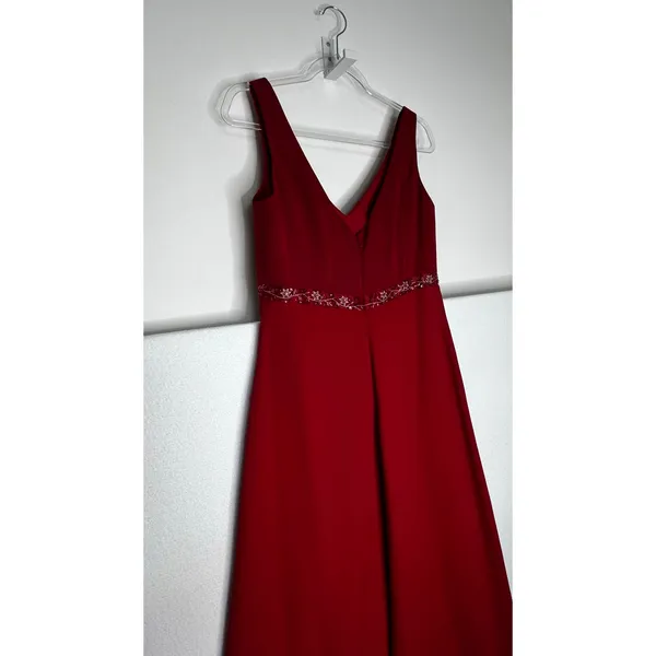 1990s Y2K Michaelangelo Red Beaded Chiffon Evening Gown size 8 - Image 11