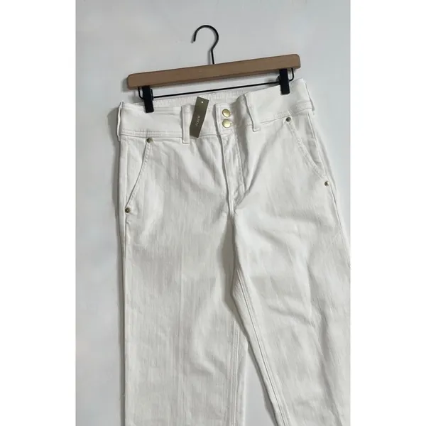 NWT!! J. CREW Slim Wide Leg Jeans Stacked Buttons Solid White Preppy Size 27 - Image 3