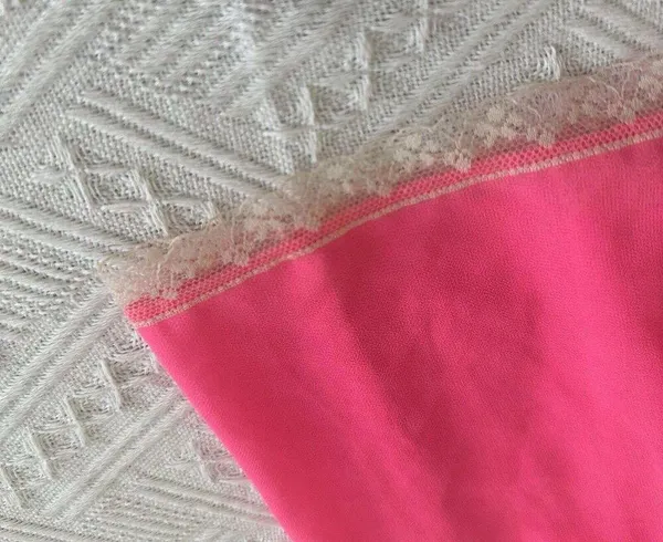 Victoria’s Secret Neon Pink Cream Lace Babydoll Lingerie Top Sz M Medium - Image 6