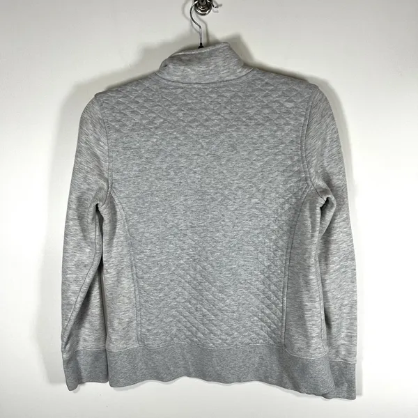 L.L. Bean Womens Quilted‎ Quarter Zip Pullover Sweatshirt Long Sleeve Gray SZ XS - Image 8