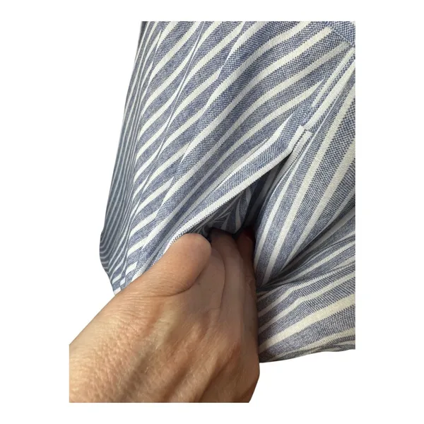 Joy Joy Dress Women Large Blue White Striped Button‎ Front Tie Waist Shirt NWT - Image 6