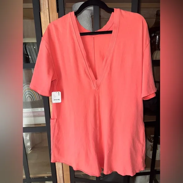 FP Movement Hot Shot tee romper coral neon hibiscus tulip free people onesie - Image 6