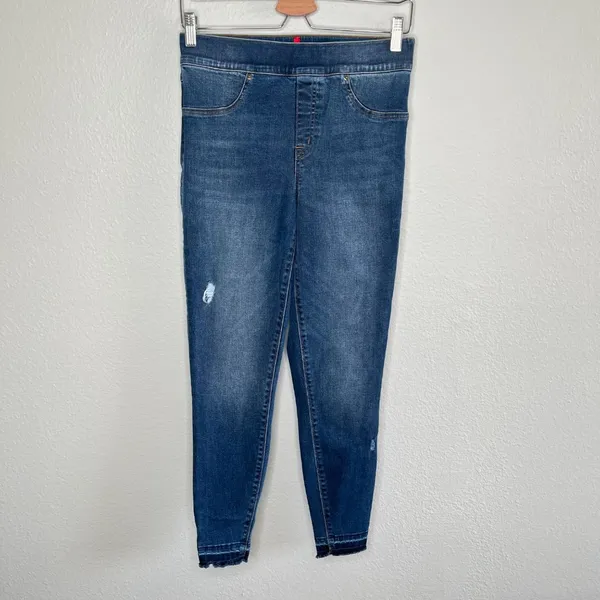 Spanx Womens Distressed Ankle Skinny Denim Pull On Jeans Size Medium - Image 2