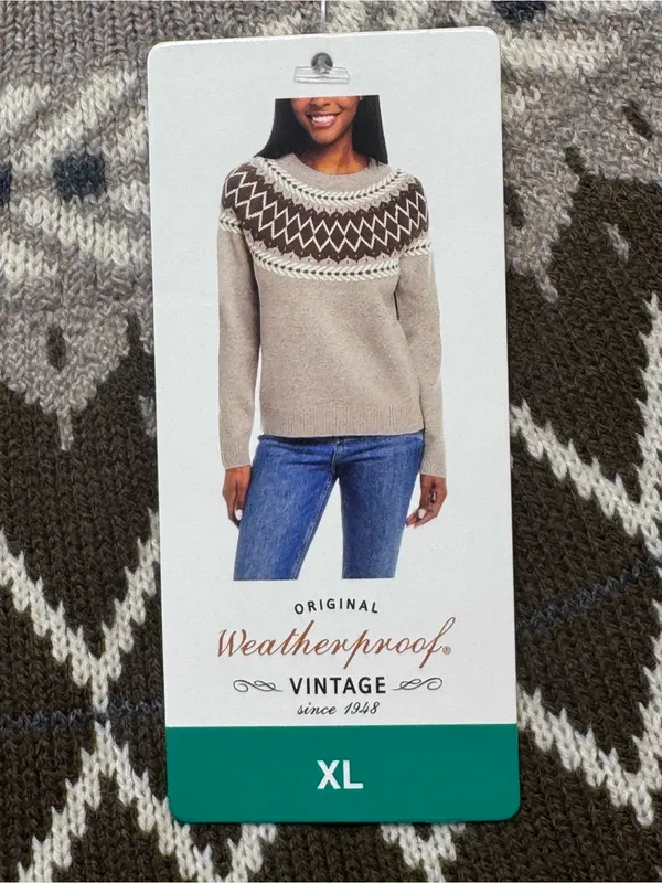 Weatherproof VintageTraditional fairisle raglan crewneck sweater Tweed yarn - Image 5