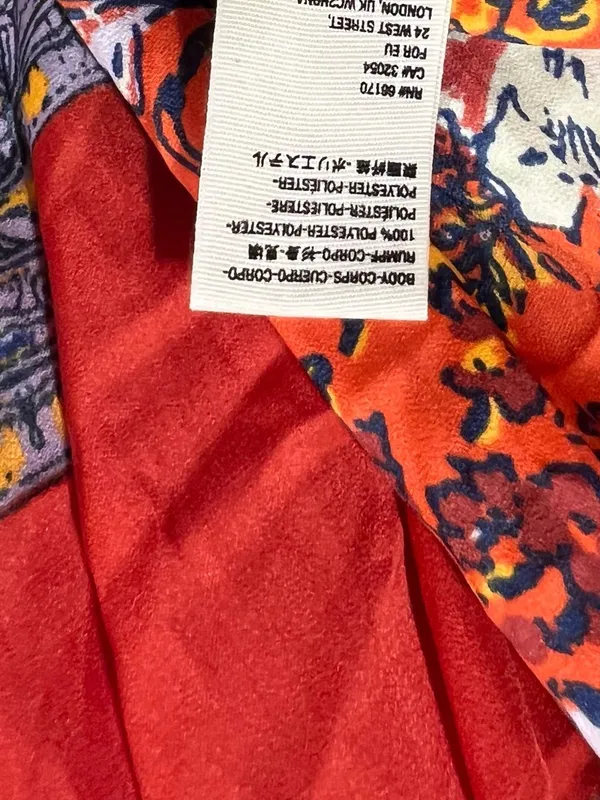 Free People Red Floral Asymmetrical Printed Blouse Medium - Image 6