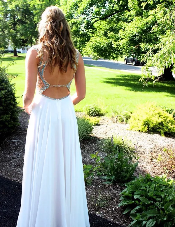 Sherri Hill White Beaded Maxi Dress - Image 5