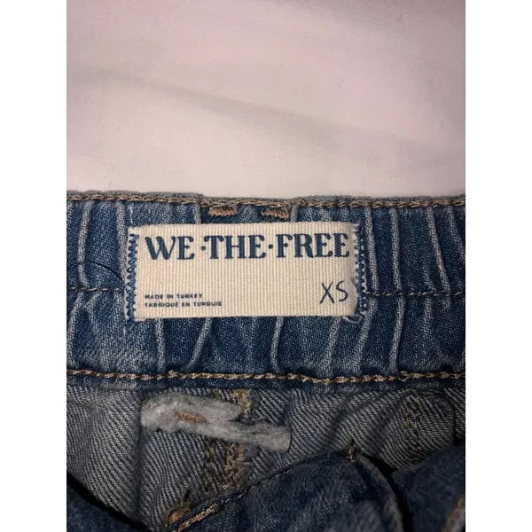 Barrel Jeans XS Low Slung Free People Maeve Oversized Trouser Wide Blue Boho - Image 4