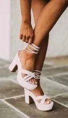 Chase and Chloe These Three Boutique Chunky White Wrap Around Heels - Image 5
