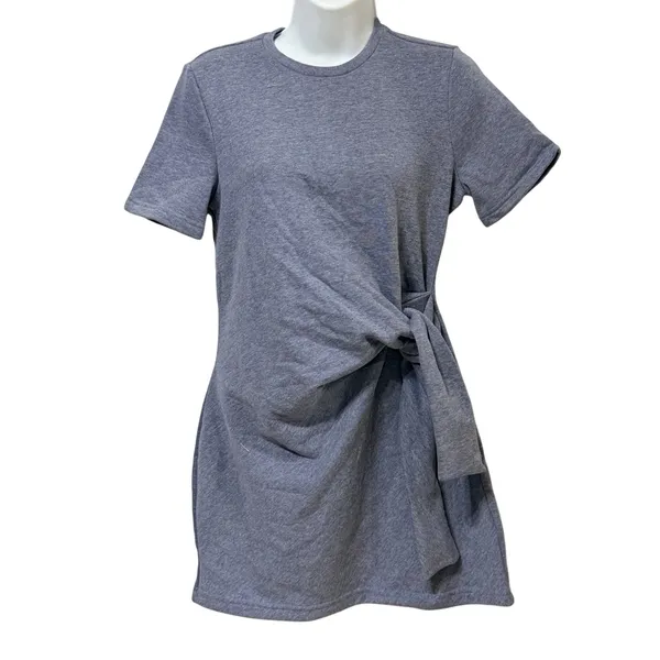Daily Practice by Anthropologie Side Tie Sweatshirt Dress Blue Gray XXS NEW - Image 2