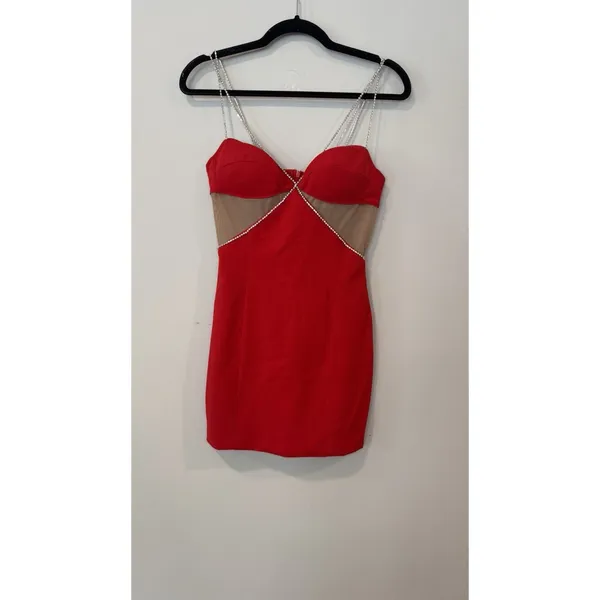 Heiress Beverly Hills Diamante Strap Red Sexy Dress New With Tags size Small - Image 2