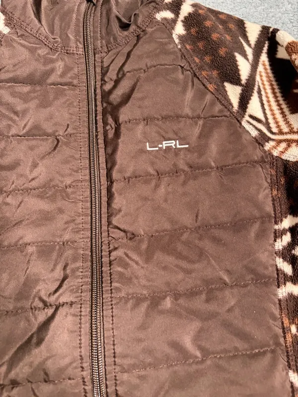 Lauren Ralph Lauren ACTIVE fleece puffer Aztec print brown small - Image 4