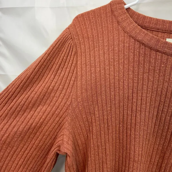 Madewell women's rustic orange soft knit balloon‎ sleeve stretch sweater medium - Image 3