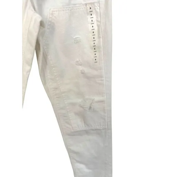AMERICAN EAGLE Hi-Rise Tomgirl Denim‎ Jeans Size 6 Long White Distressed NEW - Image 6