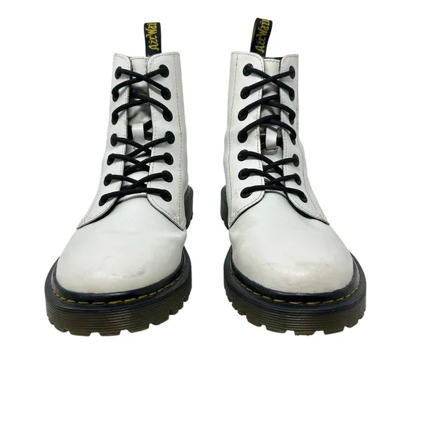 Dr. Martens Luana Combat Boots White Leather Lace Up‎ Women's Size US 10 - Image 3