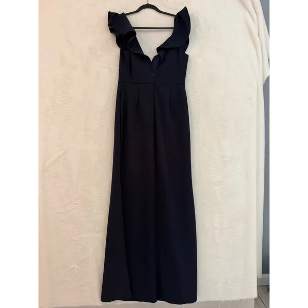 Tobi Navy Blue Ruffle V-Neck Maxi Dress Mermaid‎ Gown Large Formal Evening - Image 6